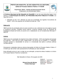 1ª Retificação do Edital do Processo Seletivo Público nº 01/2026 (ACS e ACE)