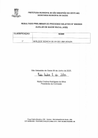 Resultado Preliminar - Processo Seletivo para preenchimento de vaga de Auxiliar de Saúde Bucal (ASB)
