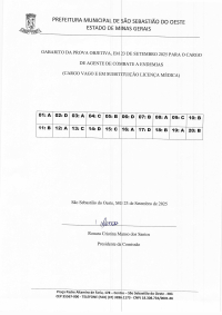 Gabarito - Processo seletivo simplificado para preenchimento de vagas de agentes de combate a endemias (Edital nº 009/2025)