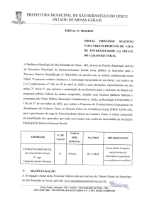 Edital processo seletivo para preenchimento de vagas de entrevistador (a) social do Cadastro Único