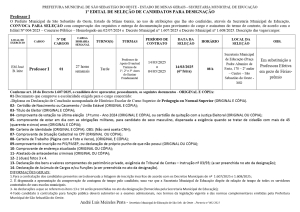 Convocação de Professor I (Em subst.) - Edital 01/2025
