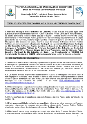 Edital do Processo Seletivo Público nº 01/2026 (ACS e ACE)