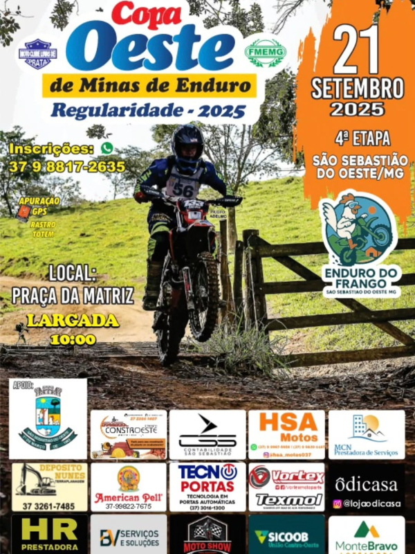 Copa Oeste de Enduro reúne 300 motociclistas em São Sebastião do Oeste