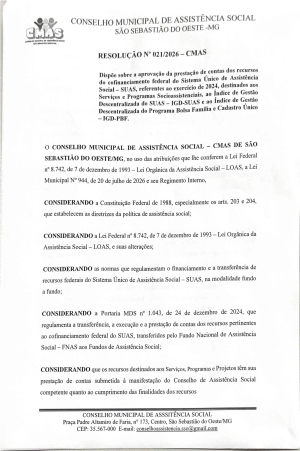 Resolução CMAS nº 021, de 17 de setembro de 2026