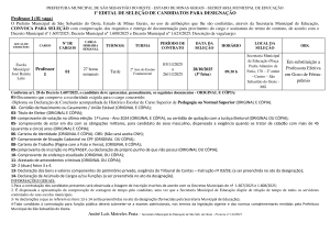 Convocação Professor I - Em Substituição - Edital 01/2025