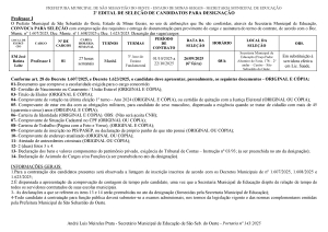 Convocação para seleção de Professor I em substituição (Edital 02/2025)
